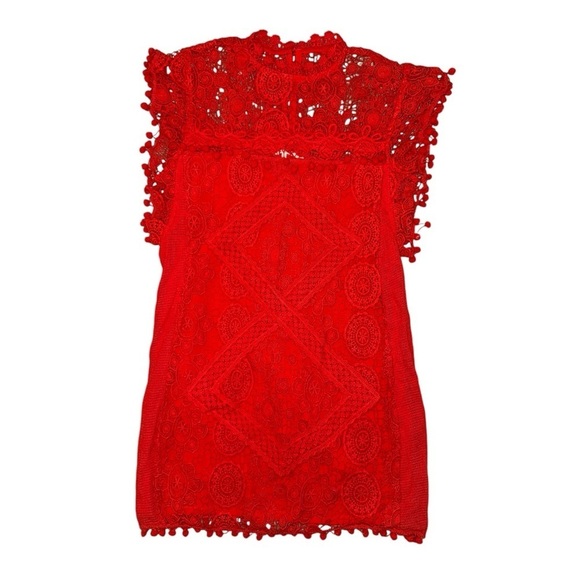 Tularosa revolve red lace pom pom shift mini dress women’s size small - Picture 1 of 9